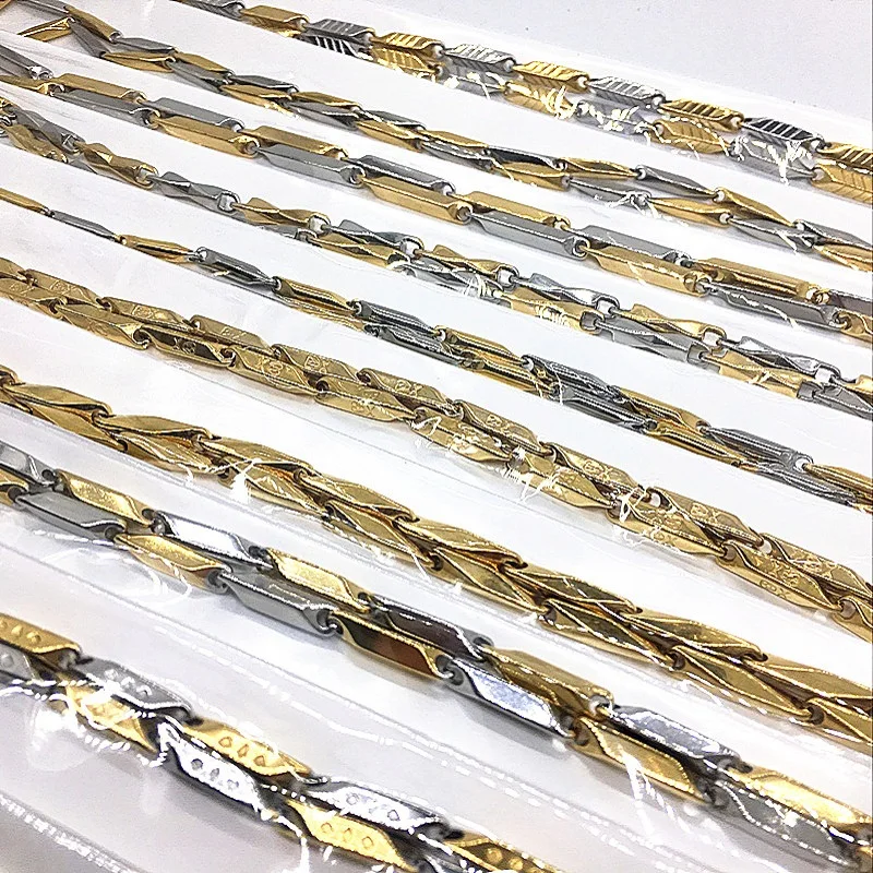 Мужские золотистые ожерелья из нержавеющей стали в стиле панк 10 шт.|stainless steel