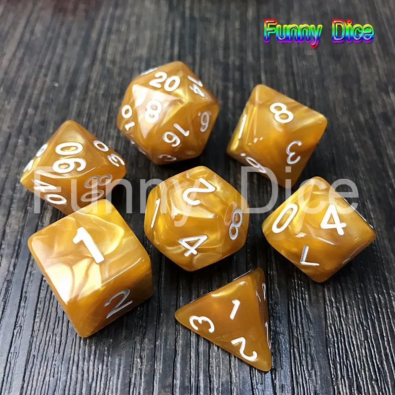 Перламутровые игральная кость 7 шт./лот игральная кость d4 d6 d8 d10 d10 d12 d20 Высокое качество многогранные кости Подземелья и Драконы настольная игра