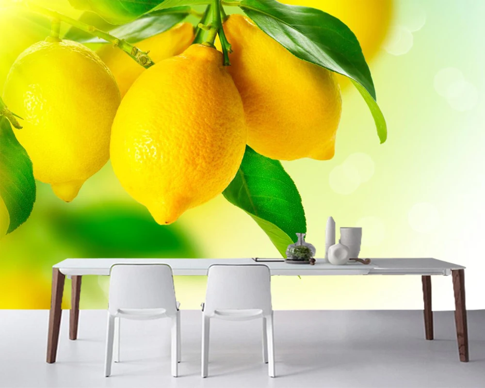 

Papel de pared Lemons Closeup Foliage Food photo wallpaper,living room sofa TV wall bedroom kitchen restaurant bar 3d murals