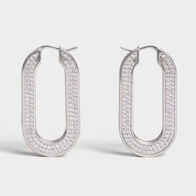 earring Кристалл ряд личности Темперамент Дикие серебряные серьги для женщин новые серьги с драгоценным камнями 1369 - Окраска металла: earring