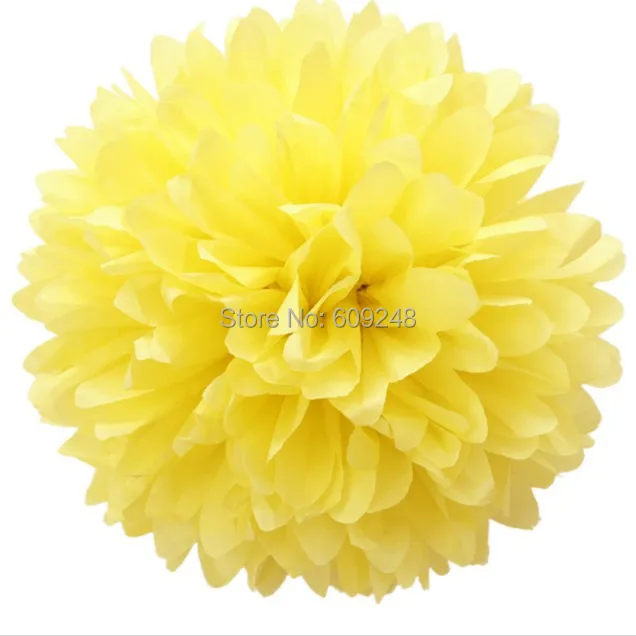 

10pcs 14"(35cm) Large Decorative DIY Party Nursery Decorations Yellow Tissue Paper Pom Poms Hanging Flower Ball Bulk Wholesale