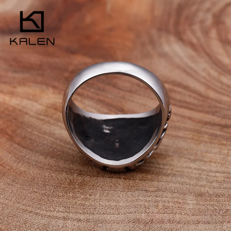 KALEN, панк, Череп, кольца для мужчин, размер 8-12, нержавеющая сталь, Викинг, Череп, кольца на палец, мужские, дешевые, готические, байкерские, ювелирные изделия