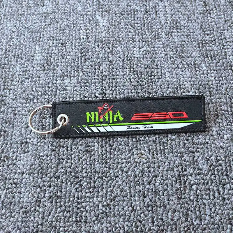 Ninja 250 Брелок в виде мотоцикла тканые бирка кольца для ключей этикетка цепи для Kawasaki Ninja 636 400 300 250 - Цвет: Ninja 250