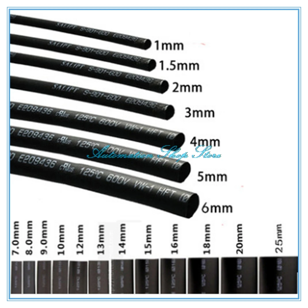 

Round Diameter 30mm/35mm/40mm/50mm/60mm/70mm/80mm/90mm Length 1M Heat Shrink Tubing Shrinkable Tube Black Wire Wrap