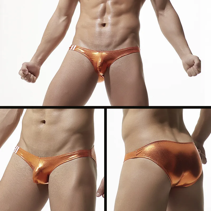8PCS/Lot Sexy Men Underwear Male Briefs Faux Leather Gay Mens Underpants Bikini cueca Shorts ropa interior hombre Panties Brief