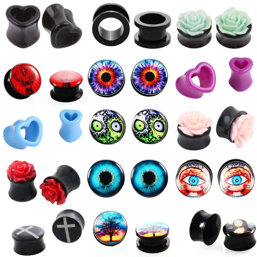 2 шт. акриловые затычки для ушей милые расширители винт подходят тоннель пирсинга