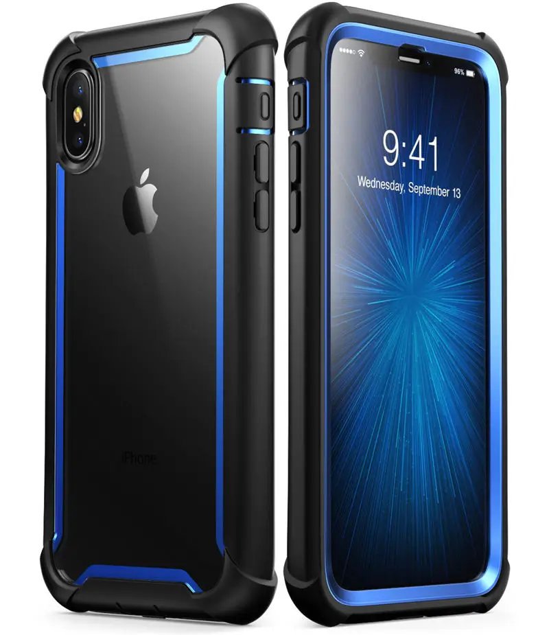 Blue Для iphone X Xs чехол 5,8 дюймов i-Blason Ares серия полный корпус Прочный Прозрачный Бампер чехол со встроенной защитной пленкой - Цвет: Blue