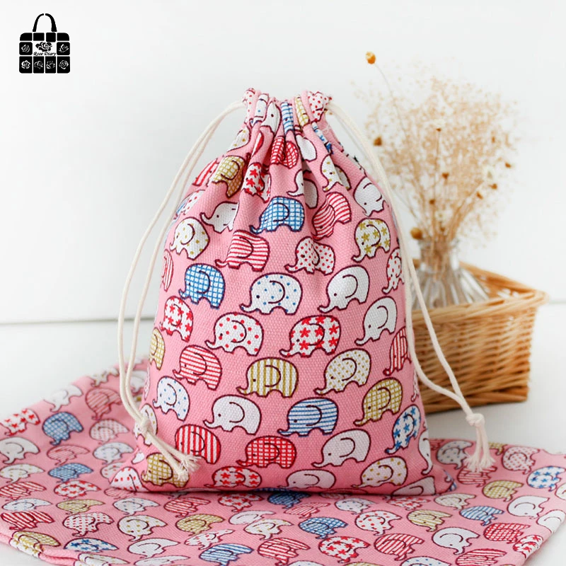 Сумка-Пыльник из 100% хлопка с принтом розового слона дорожная сумка для хранения