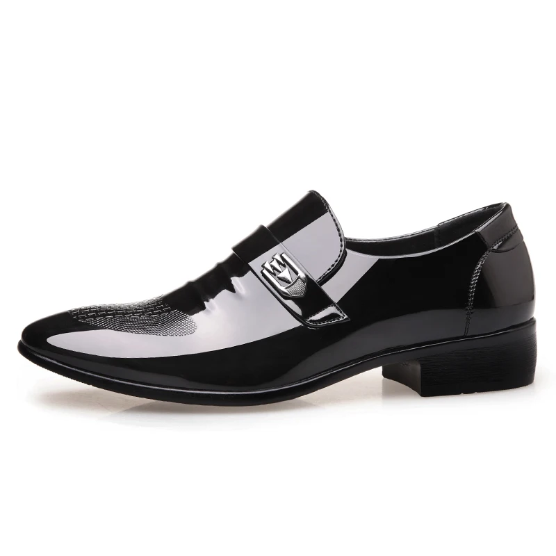 Мужские деловые туфли с острыми носками и низкими обувь из искусственной кожи