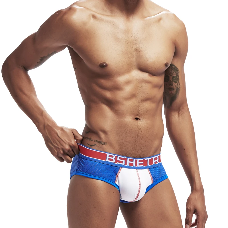 

BSHETR Brand Men Underwear Mesh Breathable Sexy Men Briefs Mens Slip Cueca Gay Male Panties Underpants Briefs Gay penties Cotton