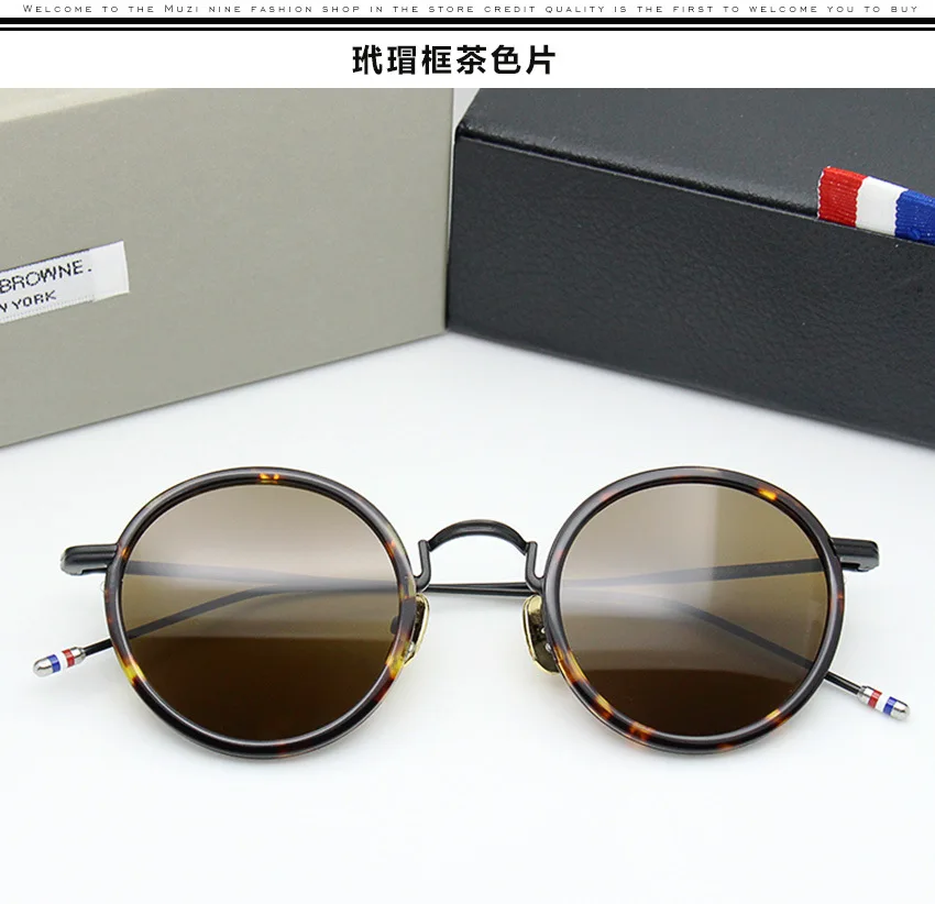 brown lens Круглые Солнцезащитные очки es для женщин и мужчин, Нью-Йорк, бренд Tom, Ретро стиль, солнцезащитные очки TBS906, Винтажные Солнцезащитные очки, модная черная оправа - Цвет линз: brown lens