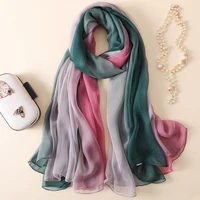 oversize summer gradient colour scarf women beach sunscreen shawls wraps silk scarves soft bandana foulard female ladies pareo