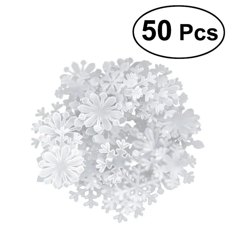 White 50 шт. 3D светящиеся флуоресцентные настенные стикеры снежинки наклейки окна Clings Рождественская вечеринка Декор задний план настенные украшения - Цвет: White