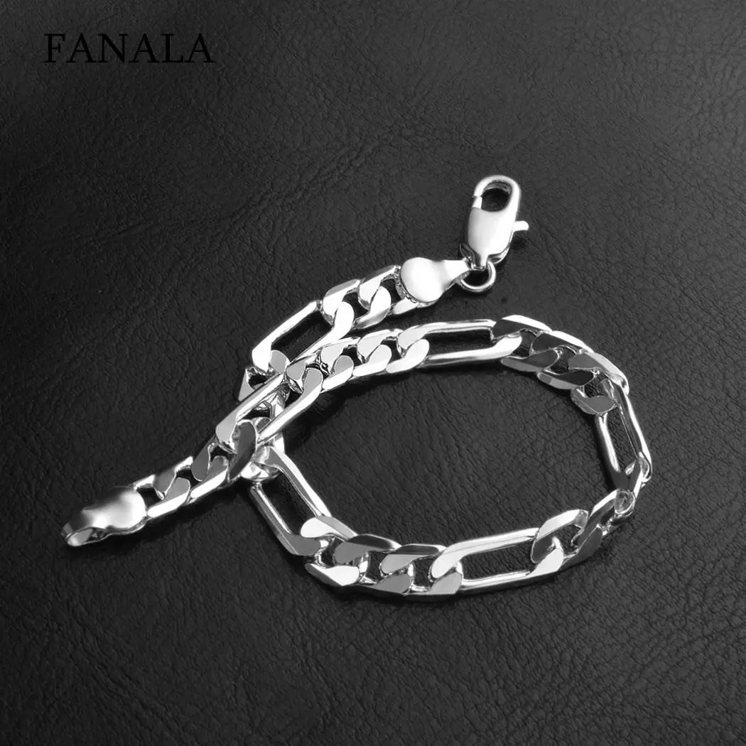 Men Women Vintage Style Silver Plated Chain Link Bracelets Party Jewelry 20cm | Украшения и аксессуары