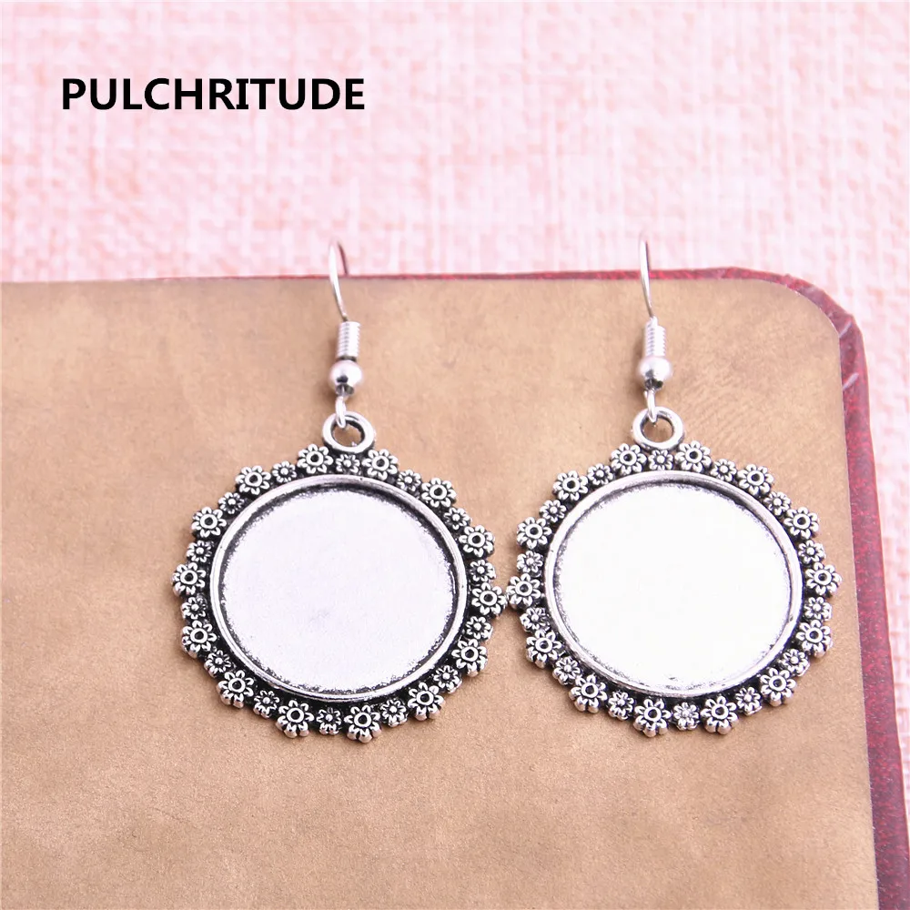 PULCHRITUDE 16 шт. подходит для серег диаметром 20 мм серебристый цветок под старину