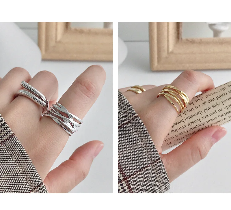 F.I.N.S 925 Серебряное кольцо поперечная линия широкие открытые, кольца на палец S925 Серебряное обручальное кольцо женский костюм хорошее ювелирное изделие