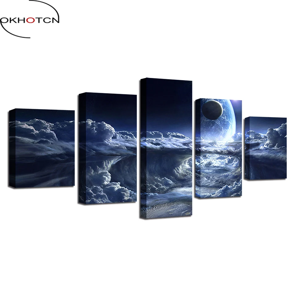 OKHOTCN HD Печать постер настенное Искусство Холст домашний Декор 5 шт. море облаков