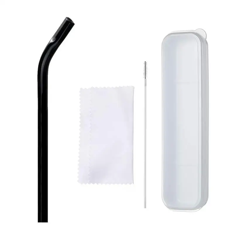 4 шт Многоразовые прозрачные прямые питьевые стеклянные Соломинки + 1 согнутые