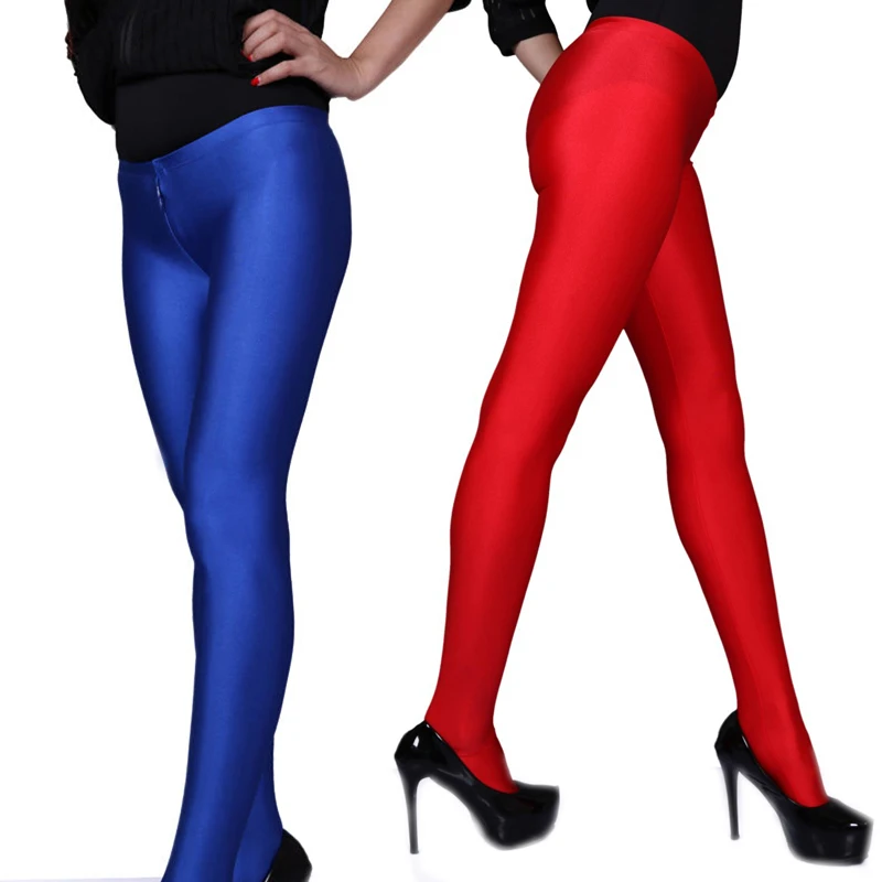 

(MS040) Low-waisted sexy women shiny lycra polyester tights fetish zentai stocking with crotch zipper halloween customized
