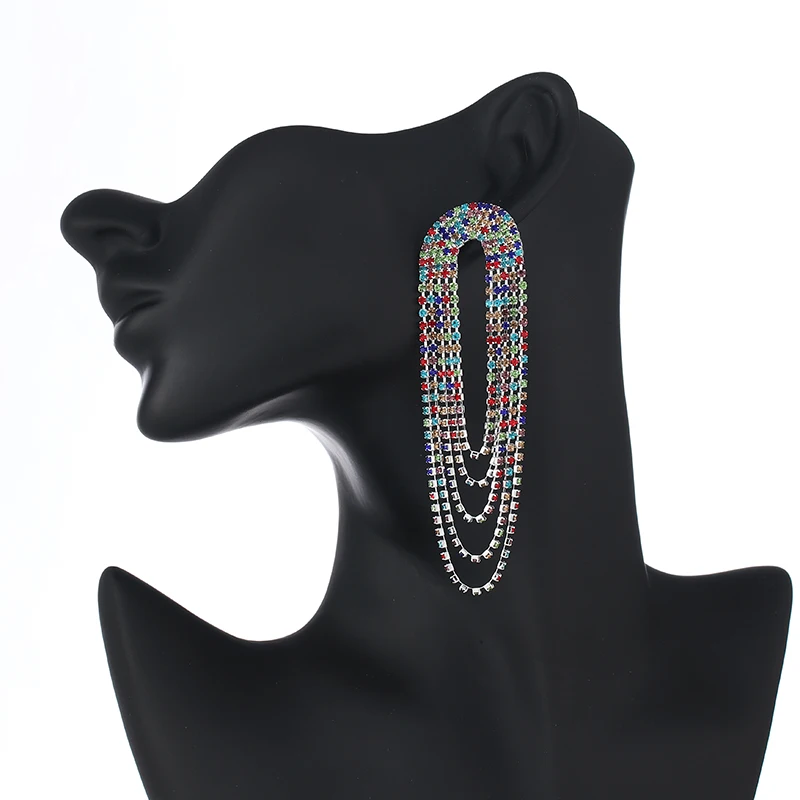 Европейские висячие серьги YFJEWE в виде листьев, с кисточками, разноцветные, с кристаллами, ювелирные изделия для свадьбы, стразы E636