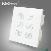 hot curtain switch 110v 250v wallpad luxury white crystal glass panel 6 buttons control 2 curtain window blind wall switch