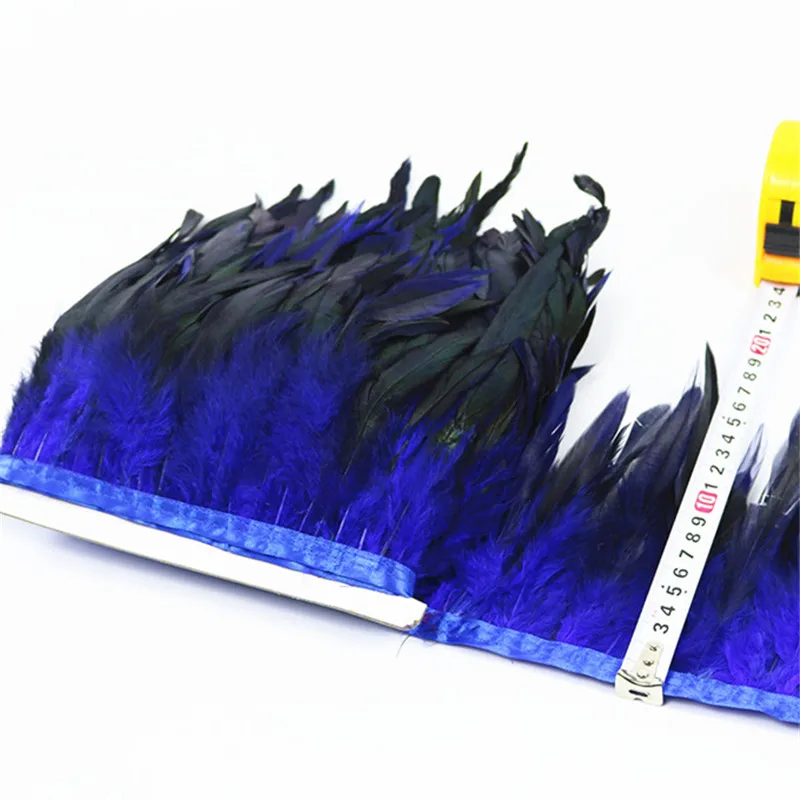 Royal blue 1 м курица с перьями из хвоста петуха планки ленты платье юбка одежда с бахромой перья фазана для рукоделия ювелирных изделий - Цвет: Royal blue