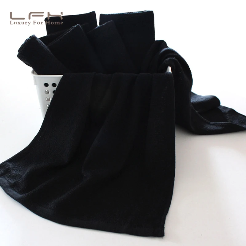 LFH 35х75см 150 г плотное черное полотенце хлопковые большие полотенца для рук