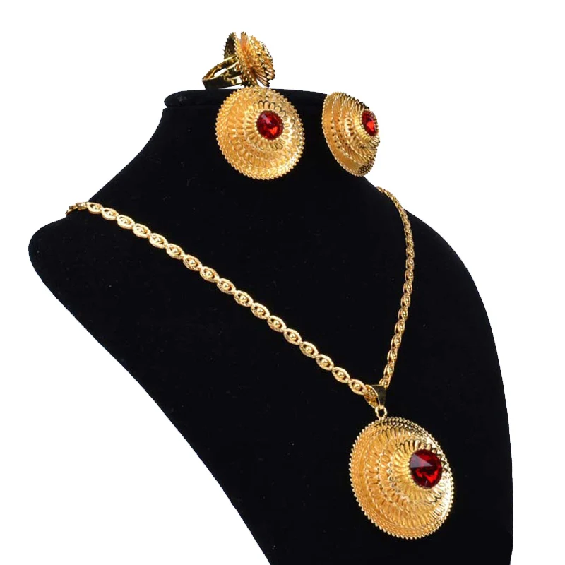 Женский комплект ювелирных украшений Shamty Подарочный из чистого золота с темно