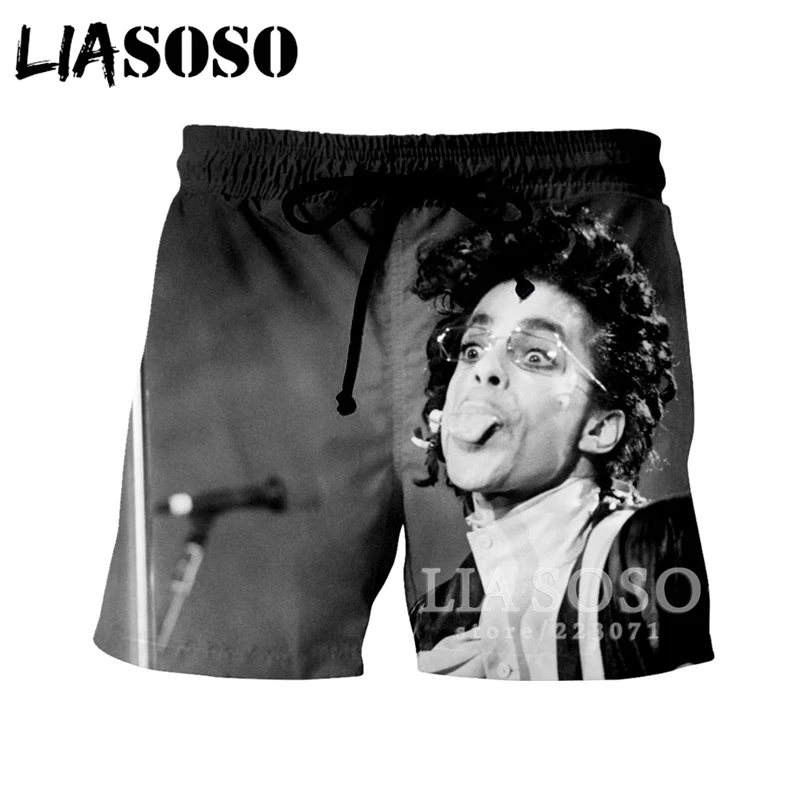 LIASOSO летние новые модные мужские и женские шорты с 3D принтом для певицы принца