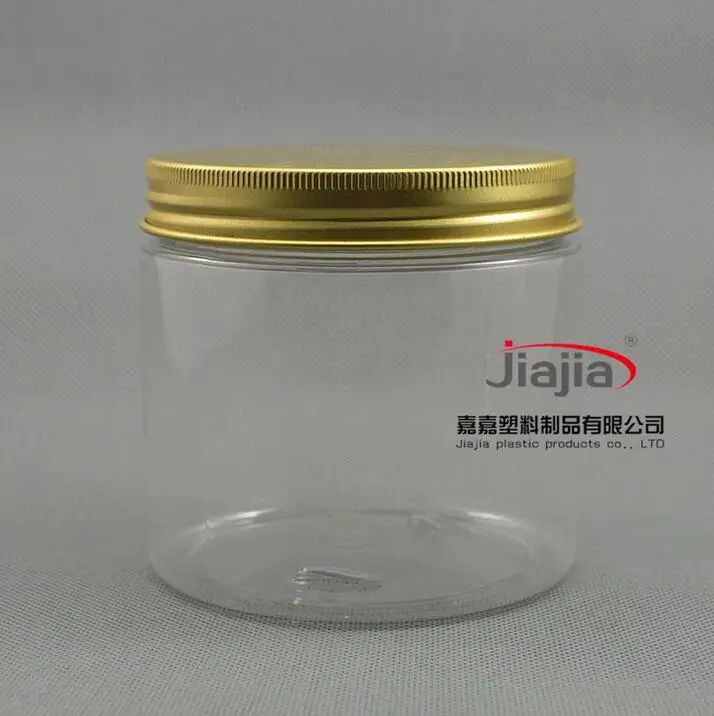420g clear Storage Jar 420ml PET Plastic Bottle Transparent Bottle Big Size Jar with gold Screw Cap Candy Can Packaging