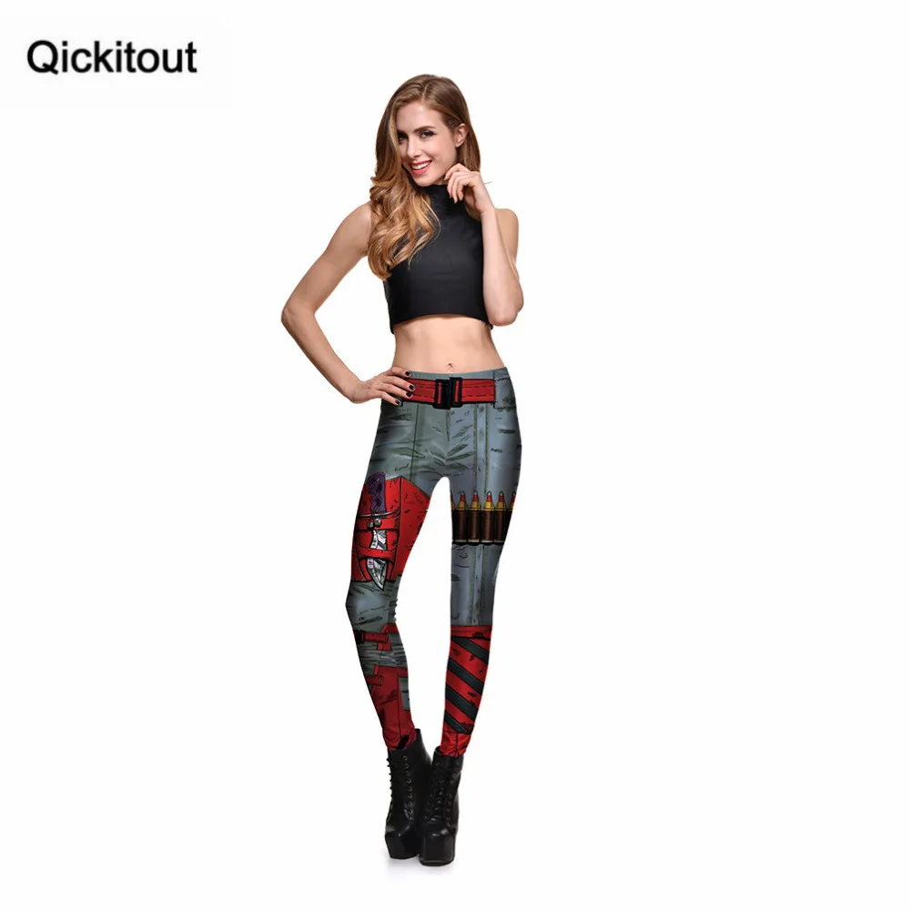 Qickitout леггинсы модные женские роботы машина лекарственные пуля красные с