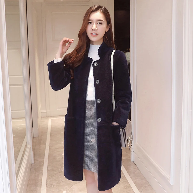 Классический стиль, теплое зимнее пальто из натуральной шерсти, верхняя одежда для женщин, воротник-стойка, однобортный, Куртки из натуральной шерсти,, Осень-зима - Цвет: 20