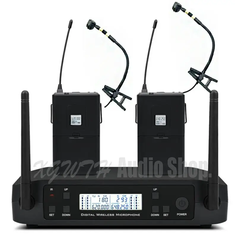 2 Musical Instrument UHF GLXD4 Караоке ручной музыкальный инструмент поясной беспроводной микрофон 2 канала частота регулируемая профессиональная система - Цвет: 2 Musical Instrument