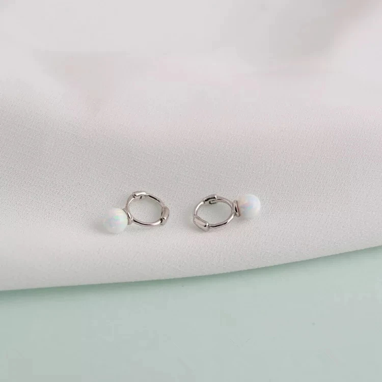Серьги из стерлингового серебра S925, изящные, минималистичные, компактные, мини, опал, камень, кольцо для уха, кость, тренд, дикие, для девушек, серебряные серьги, ювелирное изделие