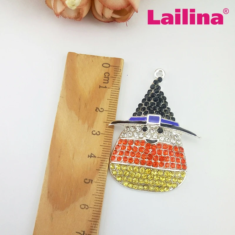 Верхнего качества бесплатная доставка Хэллоуин розовый кукуруза с черной шляпой ожерелье Ринестоун массивный шарм-подвеска.