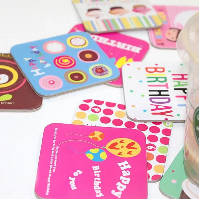 4Pcs/set Durable Cartoon Drink Coasters Square Cup Mat Coaster For Posavasos Fashin Cardboard Coaster High Quality Mug Mat