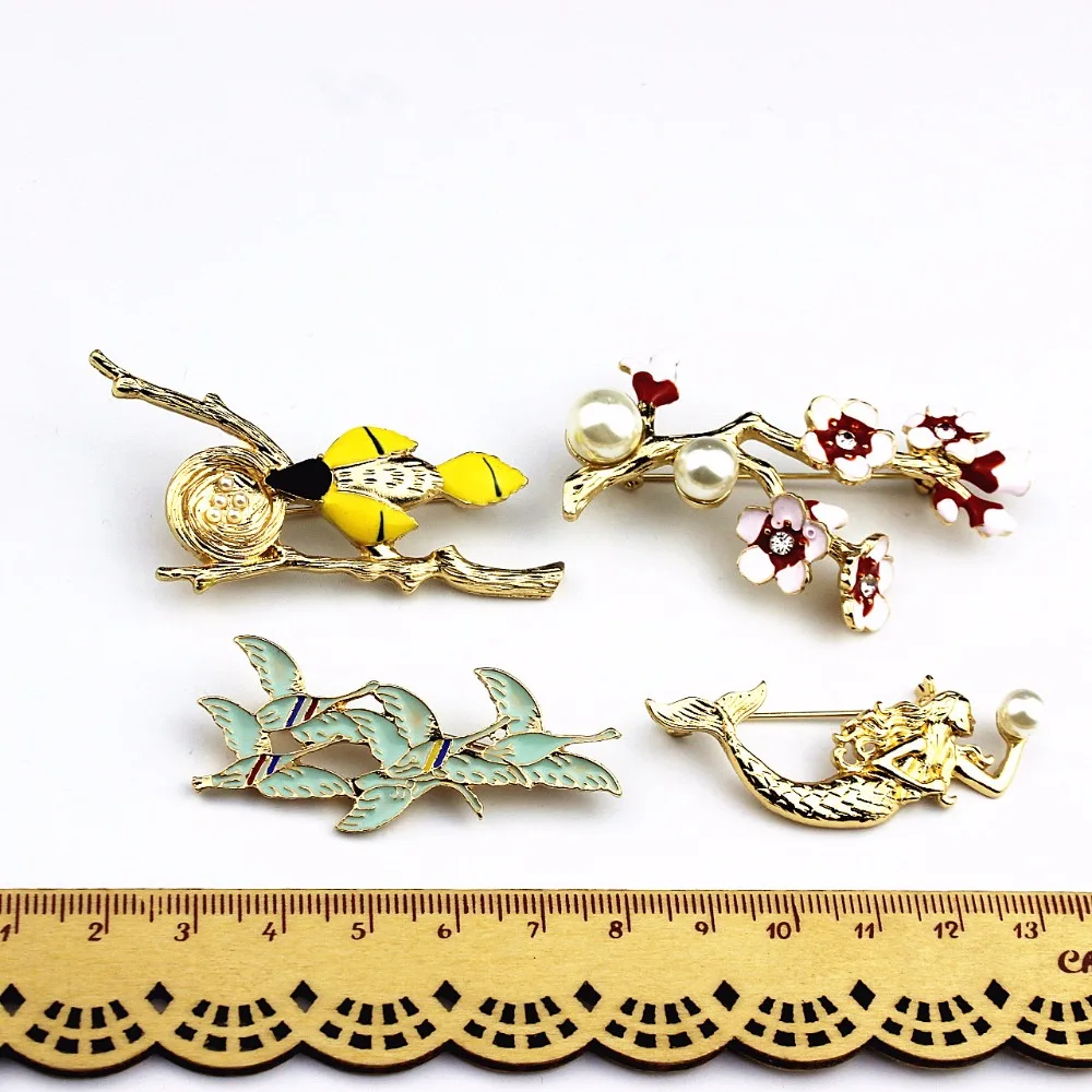 Timlee X046 брошь с искусственным жемчугом в виде ветки вишни дикого гусиного гнезда