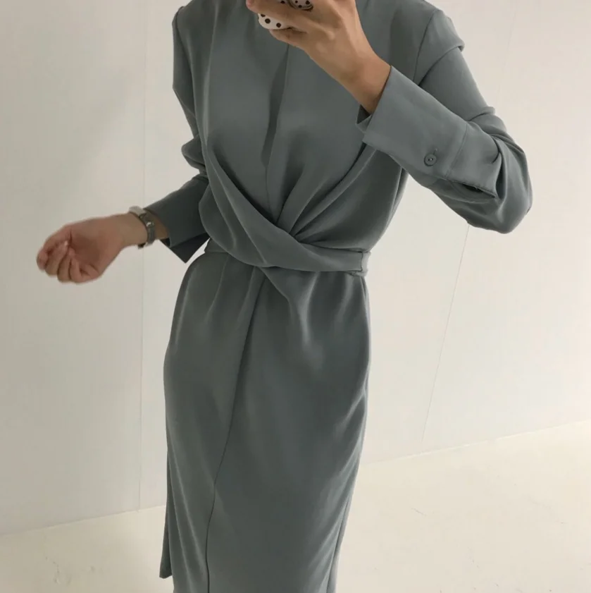 Fatika 2019 элегантные весенние с длинным рукавом свободное платье Для женщин