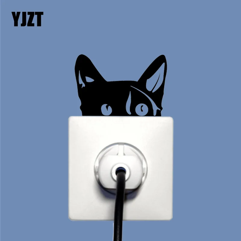 YJZT Peeping Cat Наклейка на стену виниловый стикер для переключателя Спальня Декор