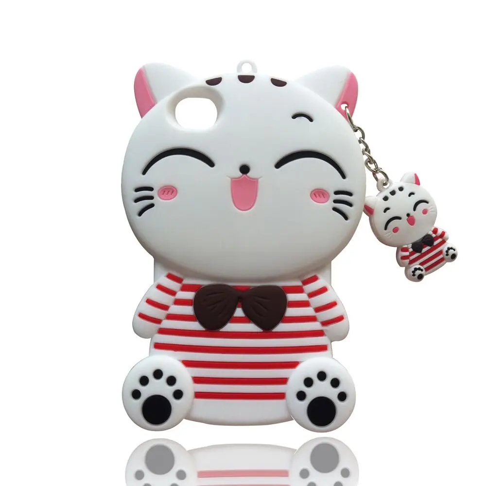 White Striped Cat 3D милая Мягкая силиконовая задняя крышка с животными из мультфильмов для iPhone 5 5S 5C SE 6 6s 7 8 Plus X XS XR XS Max чехол для телефона Funda Capa - Цвет: White Striped Cat