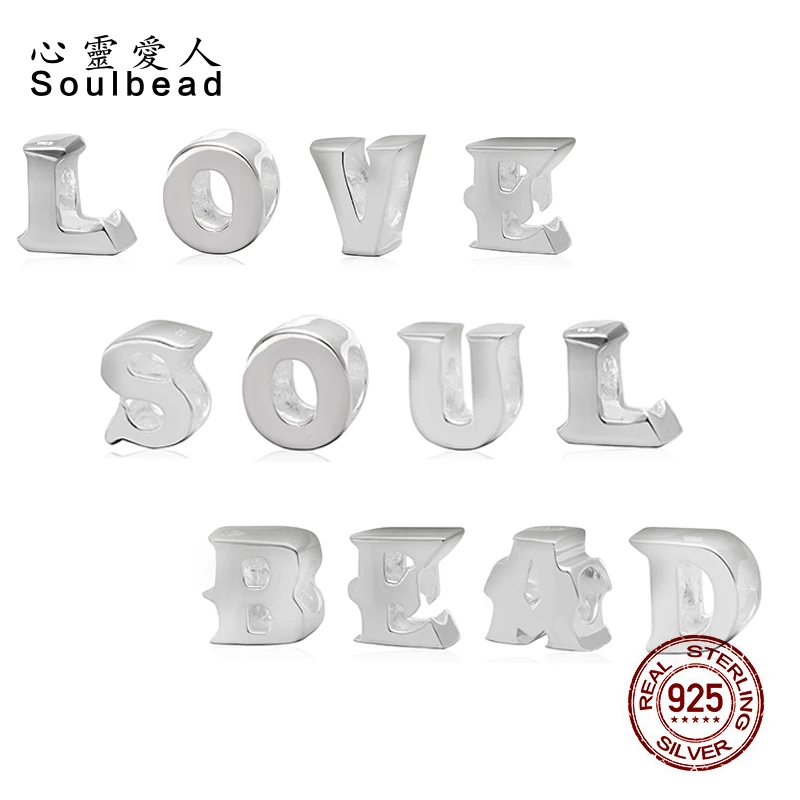 Бусины шармы Soulbead в виде надписи серебро 925 пробы оригинальные бусины для