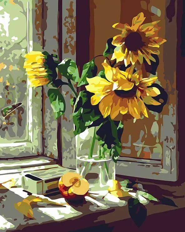 AZQSD Painting By Numbers Paint Sunflower Garden DIY Canvas Picture Hand Painted Oil Painting Flowers Home Decoration K468 - Цвет: SZYH-K164