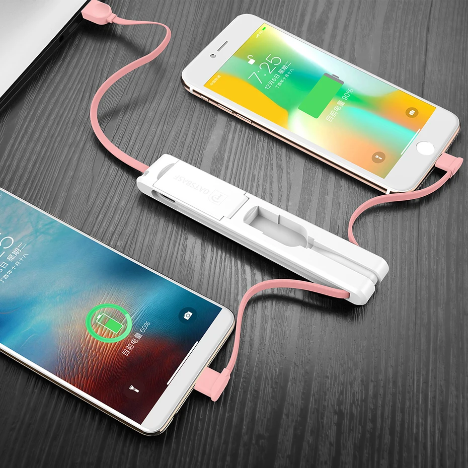 Oatsbasf 3 в 1 Micro usb type C 8-контактный usb-кабель для iPhone X 8 7 6 Креативный дизайн скрытый usb-кабель для Xiaomi huawei