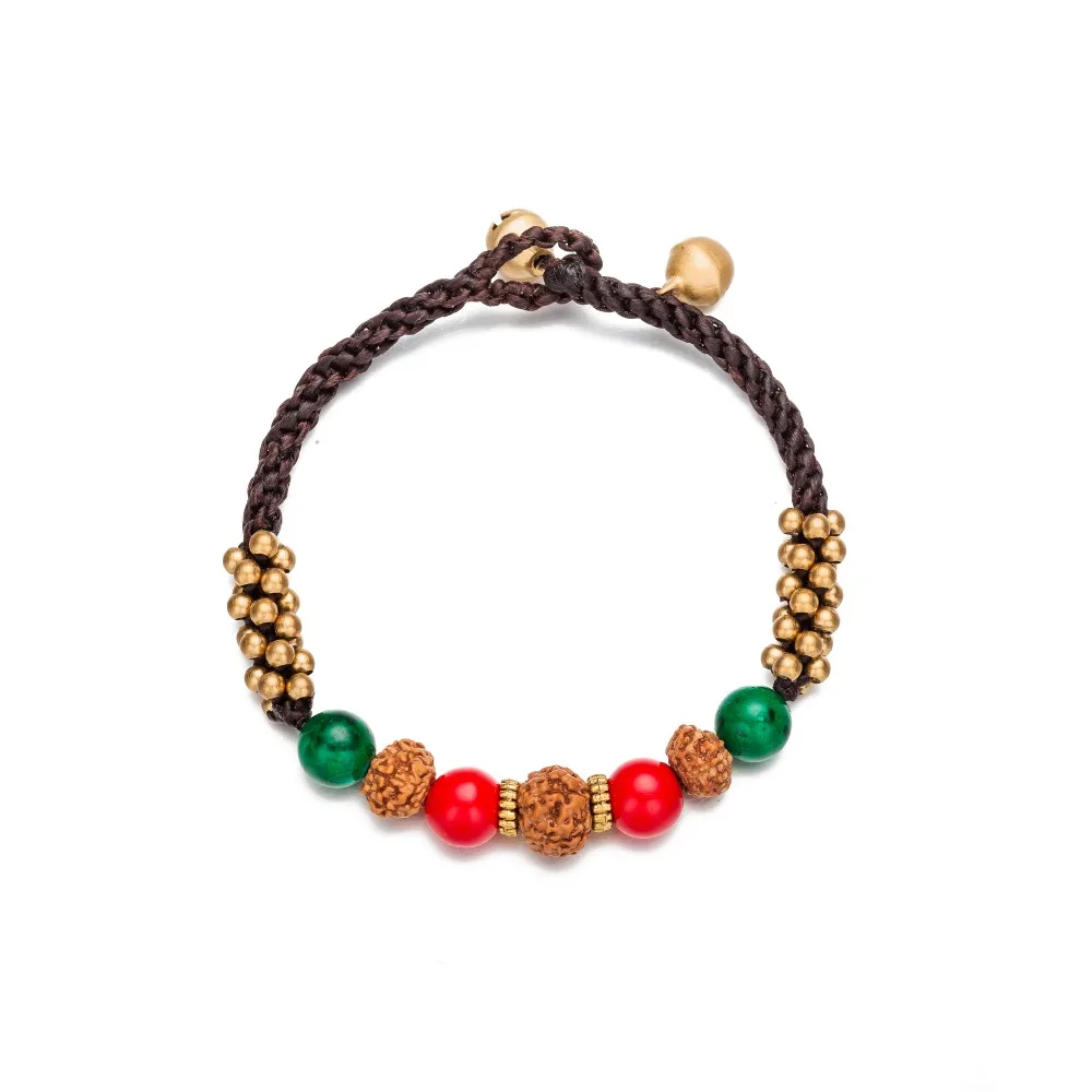 2018 винтажные круглые Rudraksha со вставками из натурального камня цепи браслеты для