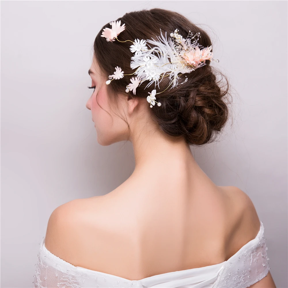 Заколки для волос в виде цветка принцессы девочек искусственные перышки