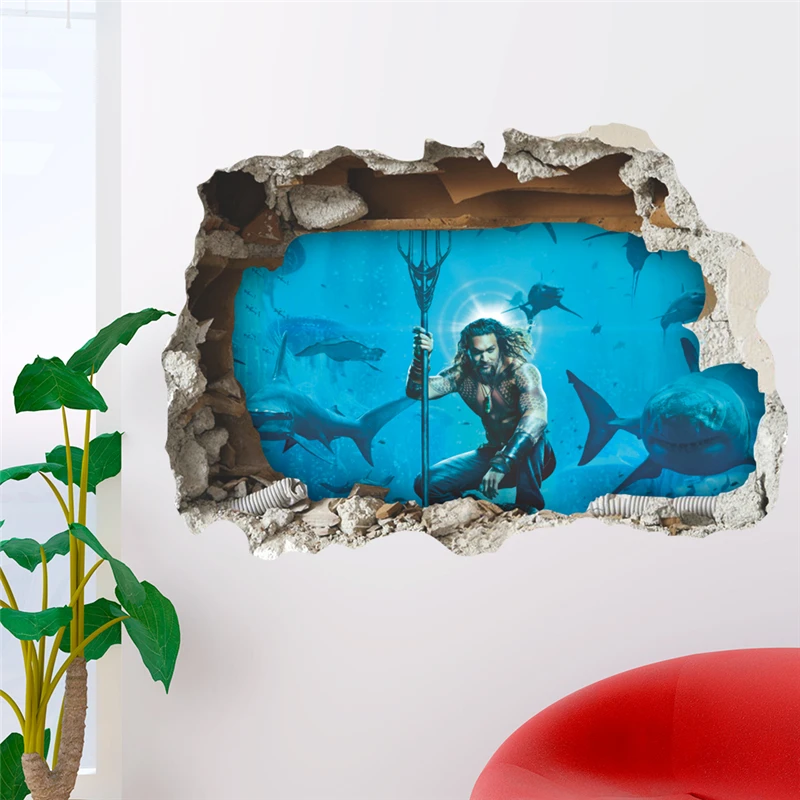 % 3d vivid аниме аквамэн прорыв наклейки на стену спальни домашний декор Артур Карри