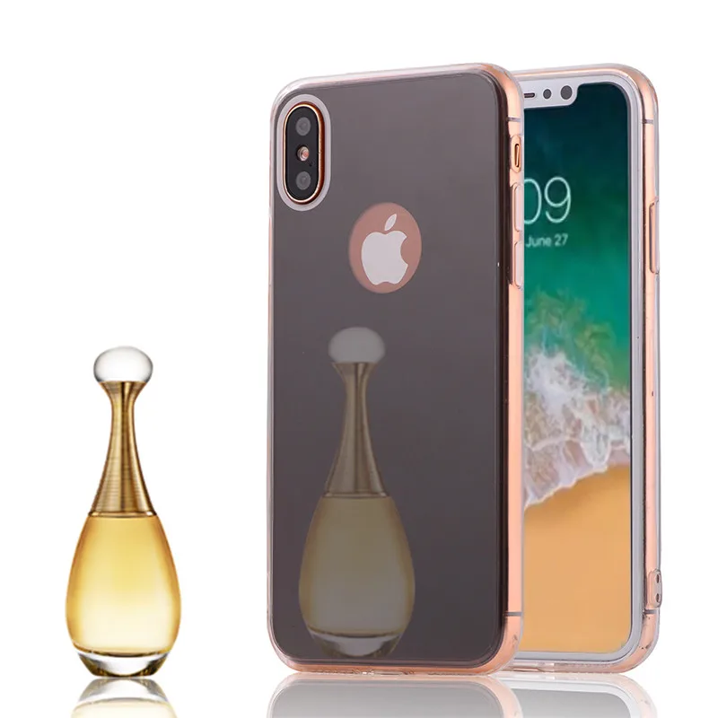 Роскошный блестящий зеркальный чехол для iPhone X Мягкая силиконовая задняя крышка