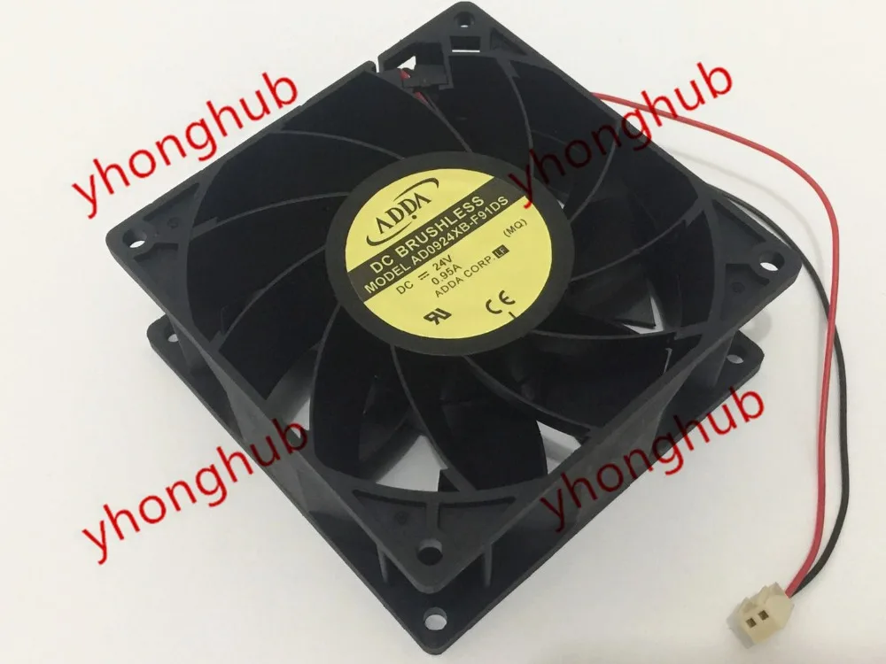 ADDA AD0924XB F91DS DC 24V 0.95A 2 проводной защитного стекла 92x92x38 мм Сервер вентилятор