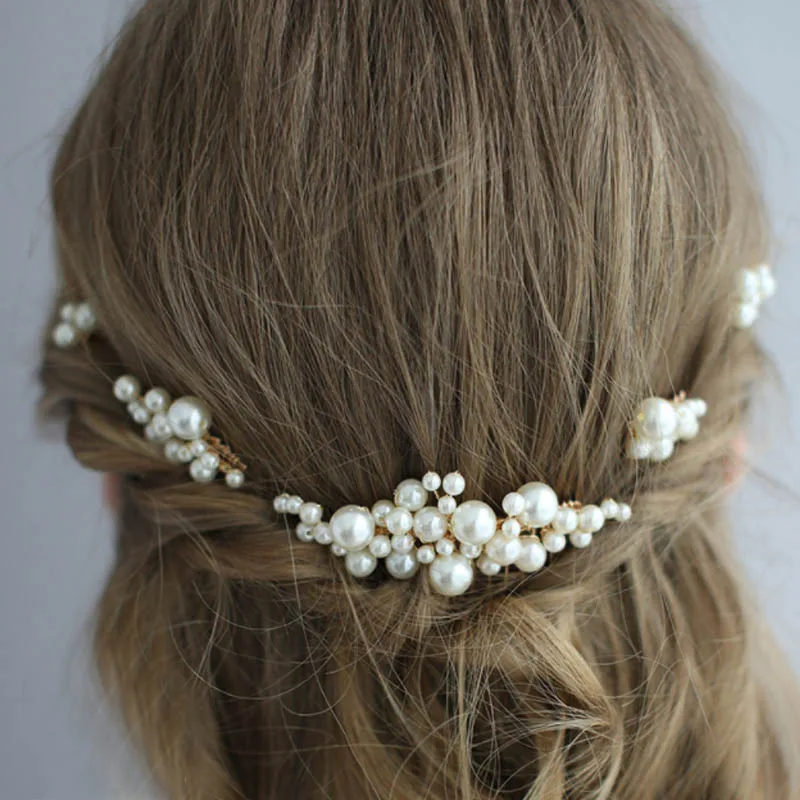Q Wedding Hair Comb Bride Bridal Accessories Handmade Pearl Headdress Women Hairpin Head Decoration |