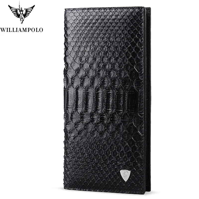 WILLIAMPOLO 2018 Для мужчин кошелек из натуральной кожи со змеиным узором двойные